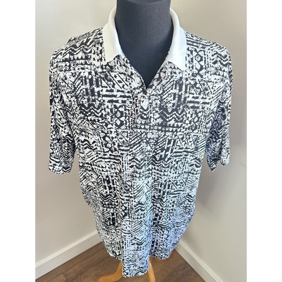 Vintage Mark Scot Golf Polo Men's L Black White Splatter Paint 90s Retro Shirt‎ - Picture 1 of 6